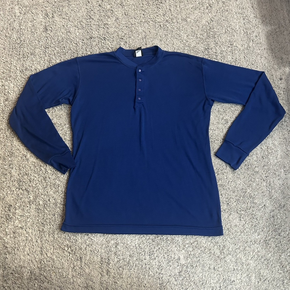 Patagonia capilene Mens MED blue Henley Snap Baselayer Top Ski Outdoor